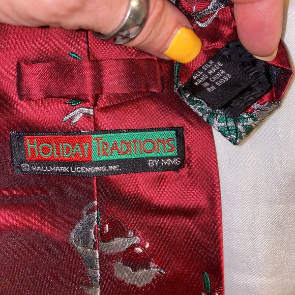 Holiday Traditions Snowman Deep Red Tie - Picture 2 of 5